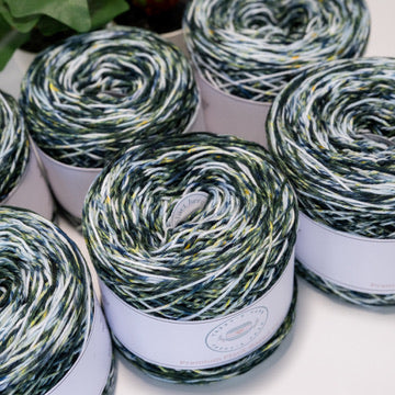 Dark Green Speckled Cotton Yarn Cakes