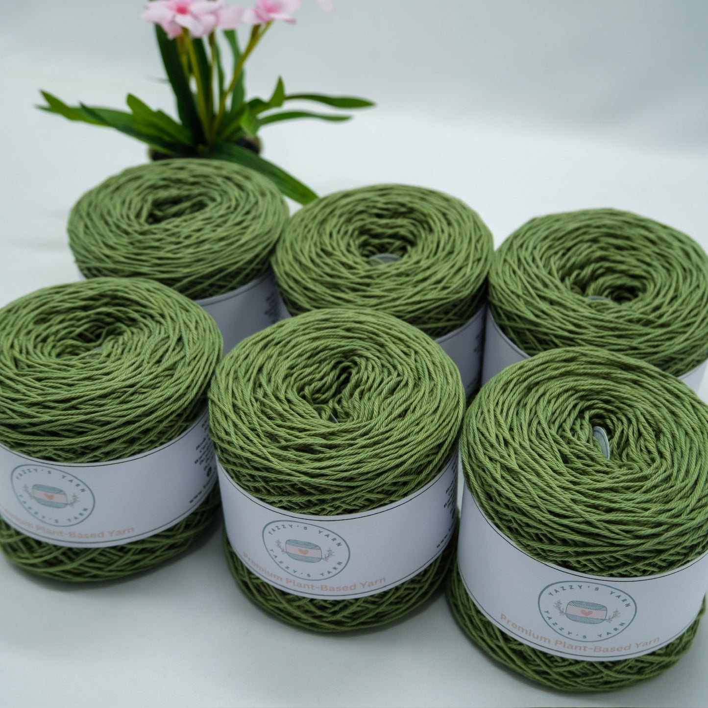 Olive Green Cotton Yarn Cakes