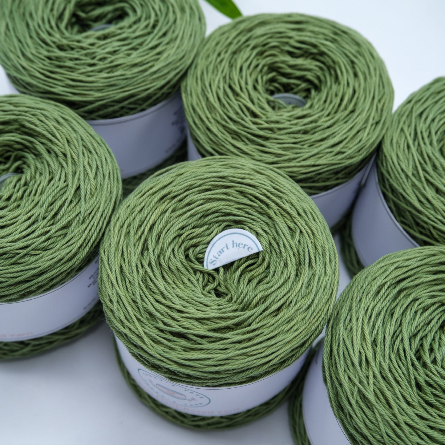 Olive Green Cotton Yarn Cakes
