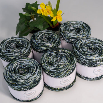 Dark Green Speckled Cotton Yarn Cakes