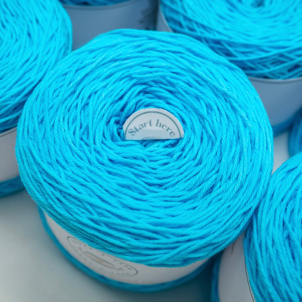 Cyan Cotton Yarn Cakes