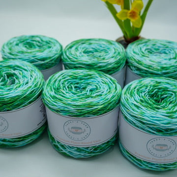 Grass Green Speckled Cotton Yarn Cakes