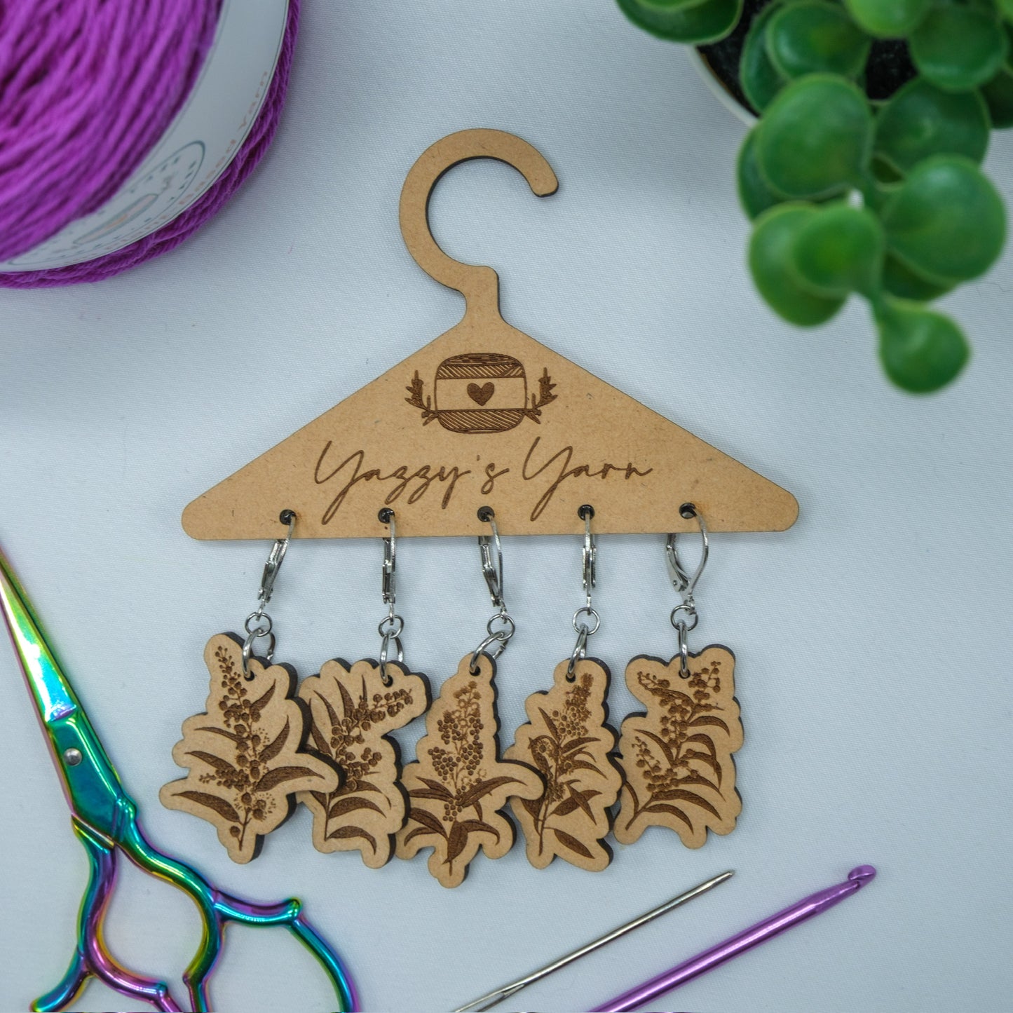 Wattle Sprig Stitch Markers