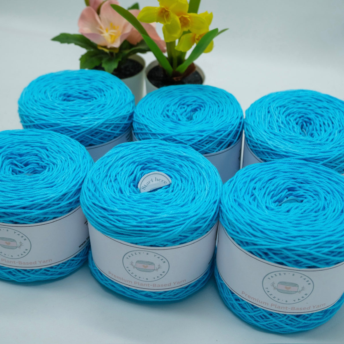 Cyan Cotton Yarn Cakes