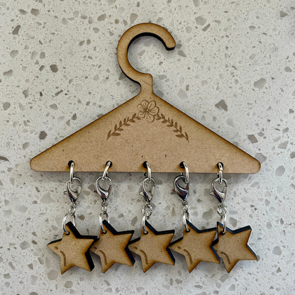 Natural Wood Star Stitch Markers